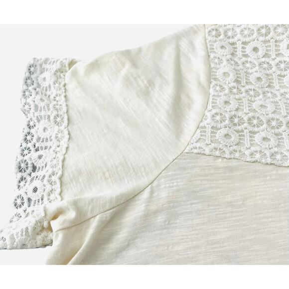 ST. JOHN’S BAY SHORT SLEEVE SQUARE NECK BLOUSE, WOMENS, 3X, IVORY, LACE TRIM - Picture 7 of 10
